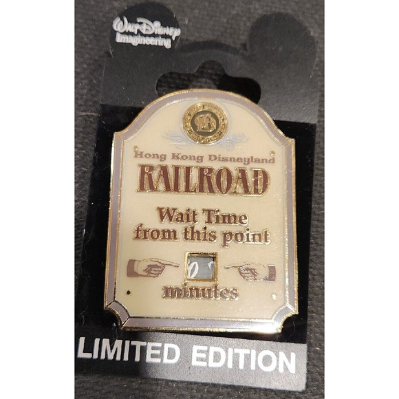 Disney Pin 72610 WDI Wait Time Sign HKDL Railroad Train Hong Kong Disneyland LE‎ - Picture 1 of 7